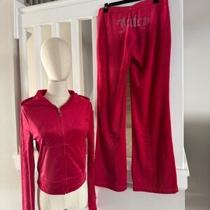 Juicy Couture Women's Red Velour tracksuit size medium